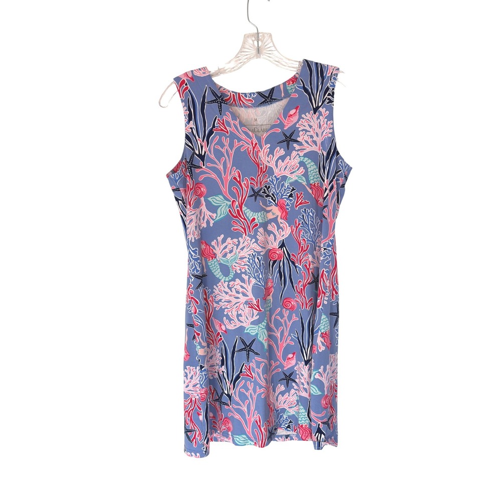 AnaClare Under The Sea Mermaid Sleeveless Dress V-Neck Coastal Beach Medium